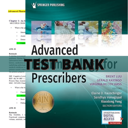 Test Bank for Advanced Pharmacology for Prescribers 1st Edition (Luu, 2021)