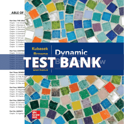 Test Bank for Dynamic Business Law 6th Edition (Kubasek , 2022)