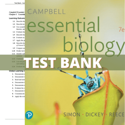 Test Bank for Campbell Essential Biology with Physiology Chapters, 7th Edition (Simon, 2019)