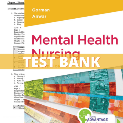 Test Bank – Mental Health Nursing, 6th Edition (Gorman, 2023), Chapter 1-22