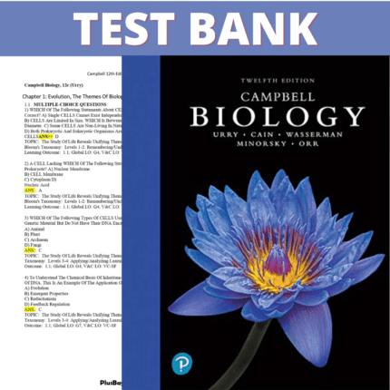 Test Bank for Campbell Biology 12th Edition (Urry, 2021)