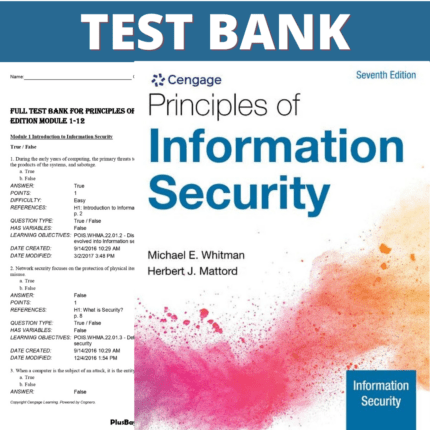 Test Bank for Principles of Information Security 7th Edition (Whitman,2021)