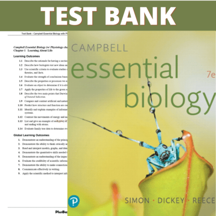 Test Bank for Campbell Essential Biology with Physiology Chapters, 7th Edition (Simon, 2019)