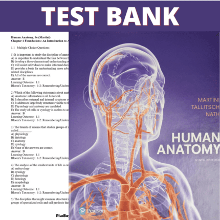 Test Bank for Human Anatomy, 9th Edition (Marieb, 2020)