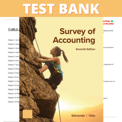 Test Bank for Survey of Accounting 7th Edition (Edmonds, 2023)