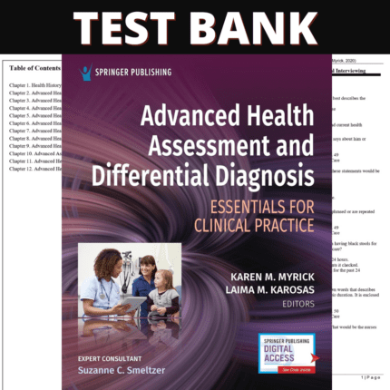 Test Bank for Advanced Health Assessment and Differential Diagnosis Essentials for Clinical Practice, 1st Edition (Myrick, 2020)