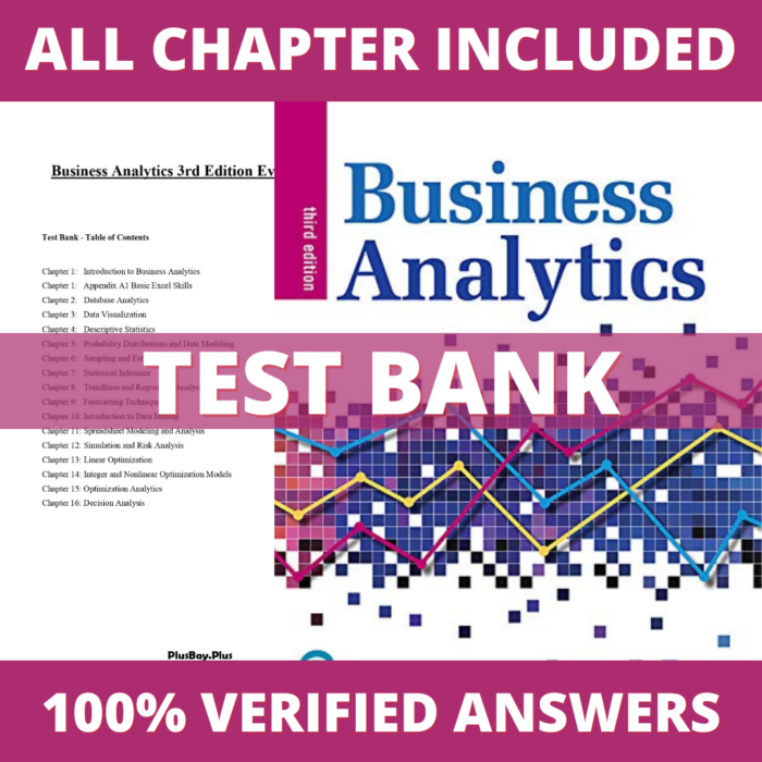 Test Bank for Business Analytics 3rd Edition (James Evans, 2020)