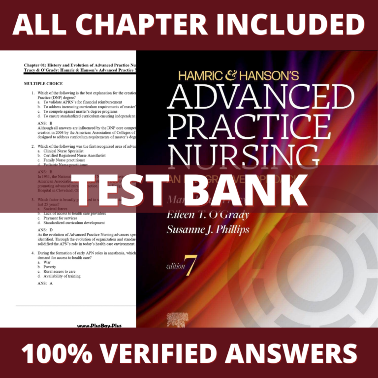 Test Bank for Hamric and Hanson’s Advanced Practice Nursing An Integrative Approach, 7th Edition (Tracy, 2023)