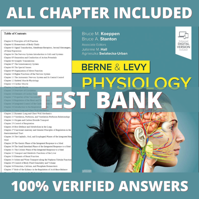 Test Bank for Berne and Levy Physiology, 8th Edition (Koeppen, 2024)