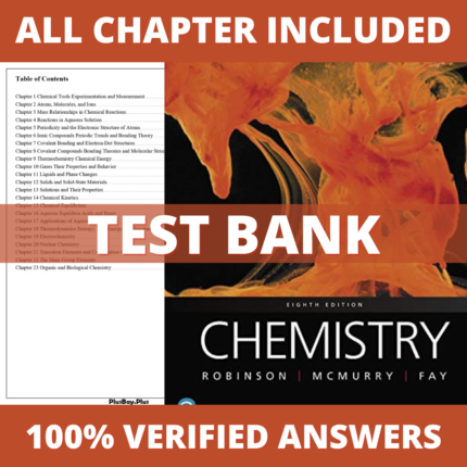 Test Bank for Chemistry, 8th Edition (Robinson, 2020)