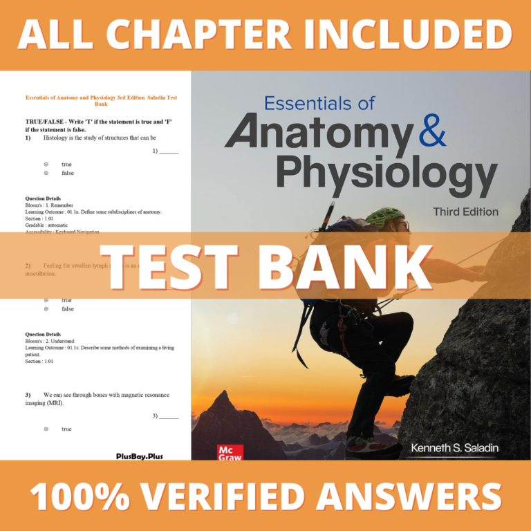 Test Bank for Essentials of Anatomy & Physiology 3rd Edition (Kenneth Saladin, 2022)