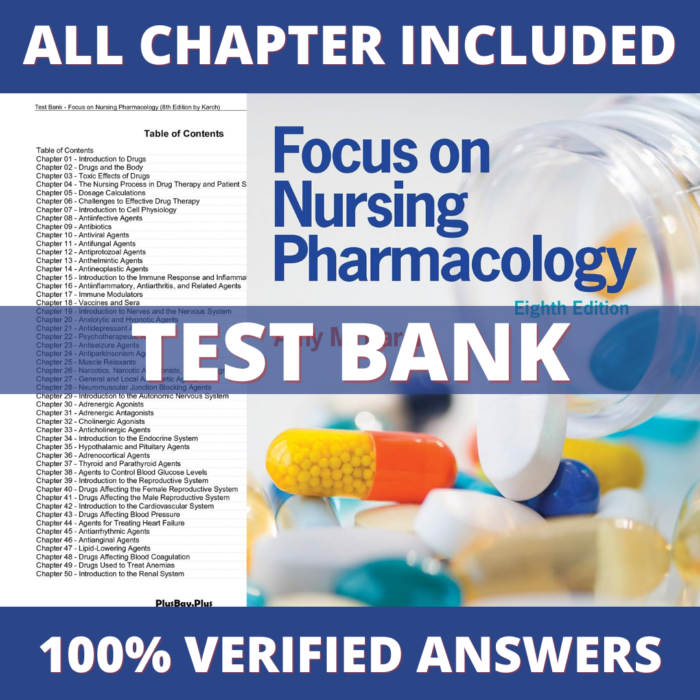 Test Bank for Focus on Nursing Pharmacology 8th Edition (Karch, 2020)