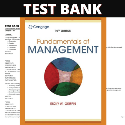 Test Bank for Fundamentals of Management 10th Edition (Griffin, 2021)