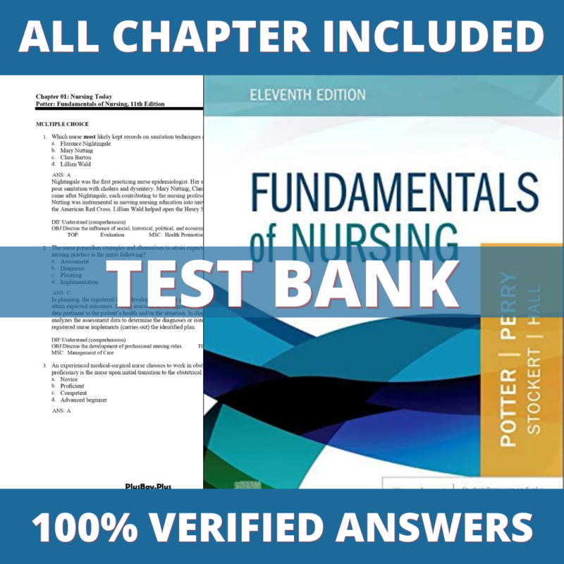 Test Bank for Fundamentals of Nursing 11TH Edition (Perry, 2022)