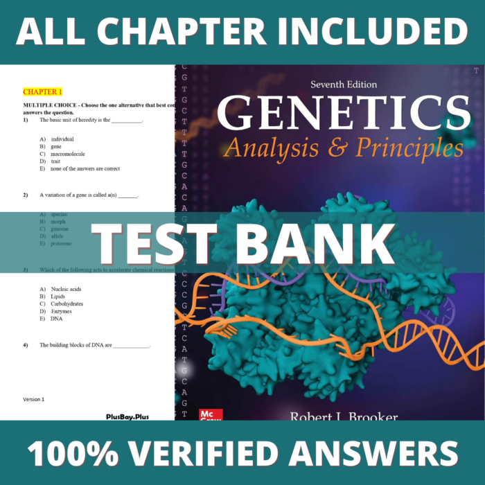 Test Bank for Genetics Analysis and Principles 7th Edition (Brooker, 2020)