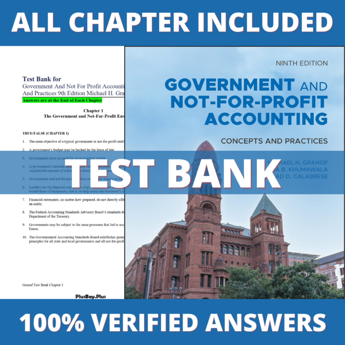 Test Bank for Government and Not-for-Profit Accounting 9th Edition (Granof, 2022)