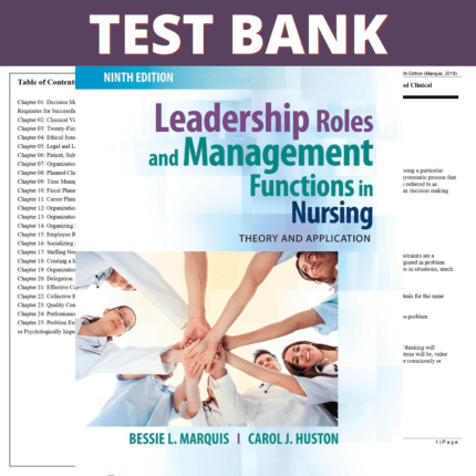 Test Bank for Leadership Roles and Management Functions in Nursing Theory and Application, 9th Edition (Marquis, 2018)