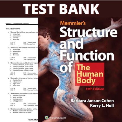 Test Bank for Memmler's Structure & Function of the Human Body 12th Edition (Cohen, 2021)