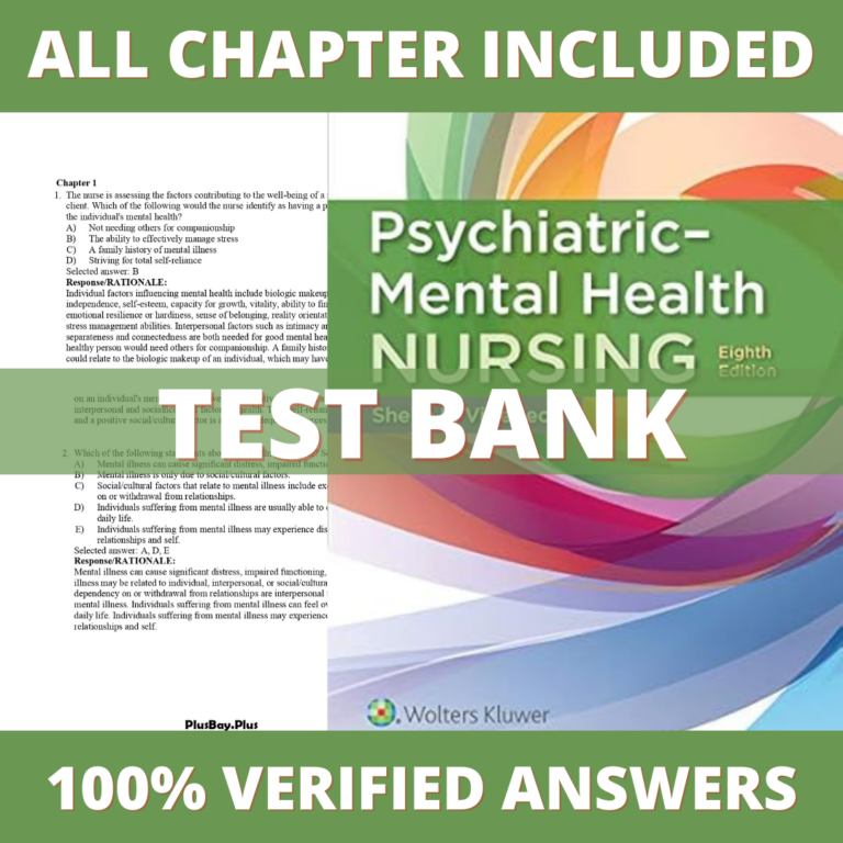 Test Bank for Psychiatric-Mental Health Nursing 8th Edition (Videbeck, 2019)