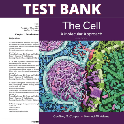 Test Bank for The Cell A Molecular Approach, 9th Edition (Cooper, 2023)