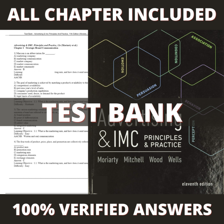 Test Bank for Advertising & Imc Principles And Practice, 11th Edition (Moriarty, 2019)