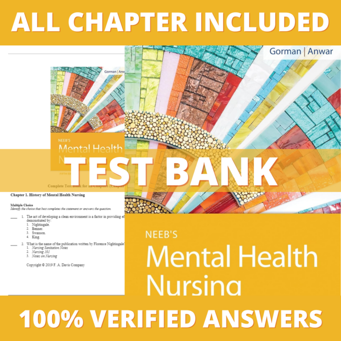 Test Bank for Neeb's Mental Health Nursing 5th Edition (Gorman, 2018)