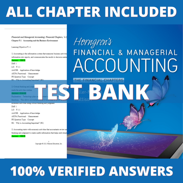 Test Bank for Horngren's Financial & Managerial Accounting 7th Edition (Miller-Nobles, 2021)