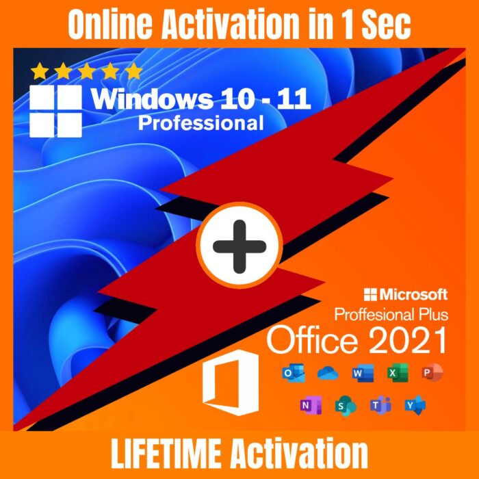 Microsoft Office Professional Plus 2021 + Windows 11 Pro Retail Online Lifetime License Product key MS