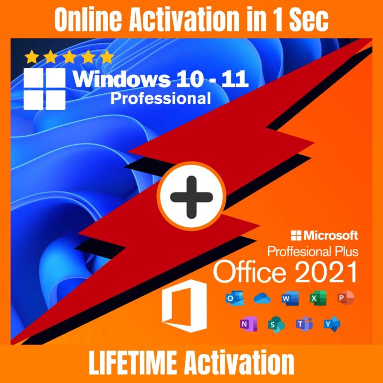 Microsoft Office Professional Plus 2021 + Windows 11 Pro Retail Online Lifetime License Product key MS