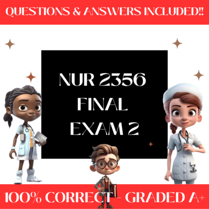 NUR 2356 Final Exam – 2 Latest Versions Multidimensional Care 1 (MDC 1) Rasmussen College