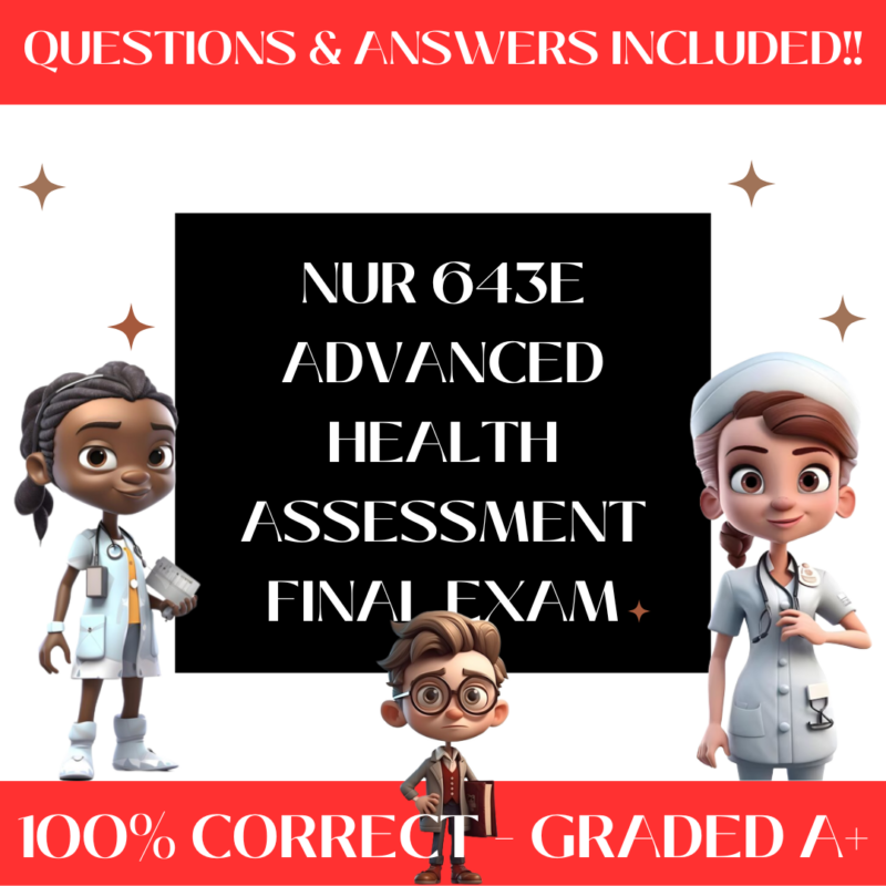 NUR 643E Advanced Health Assessment Final Exam – 2 Versions (260+ Questions)