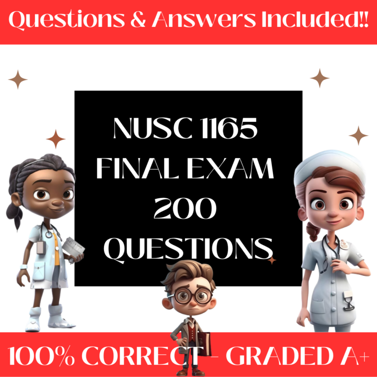 NUSC 1165 Final Exam (200+ Questions)