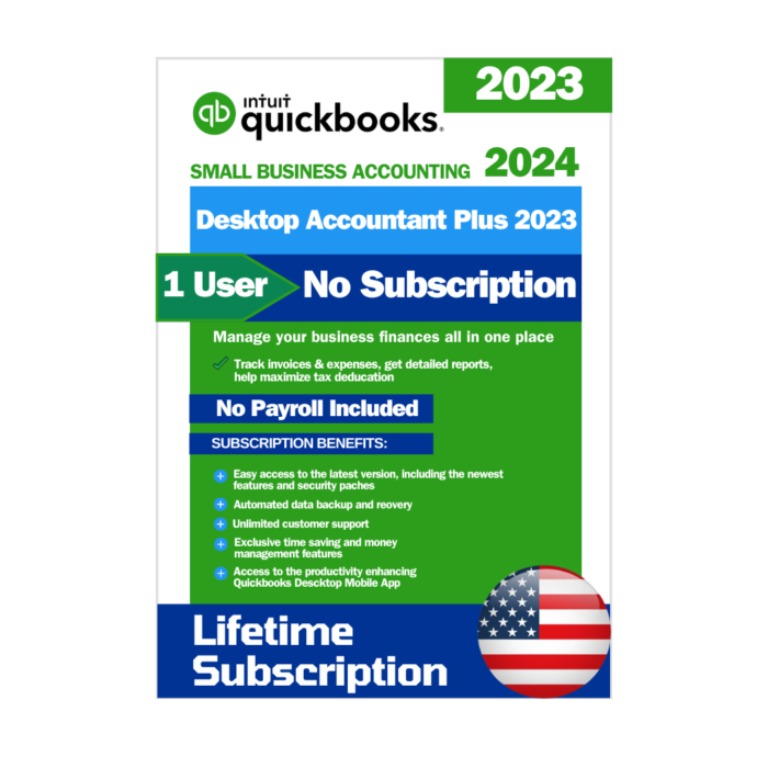 QuickBooks Desktop Accountant Plus 2023 | 1 User | No Subscription | Lifetime License Key | USA Version | Online