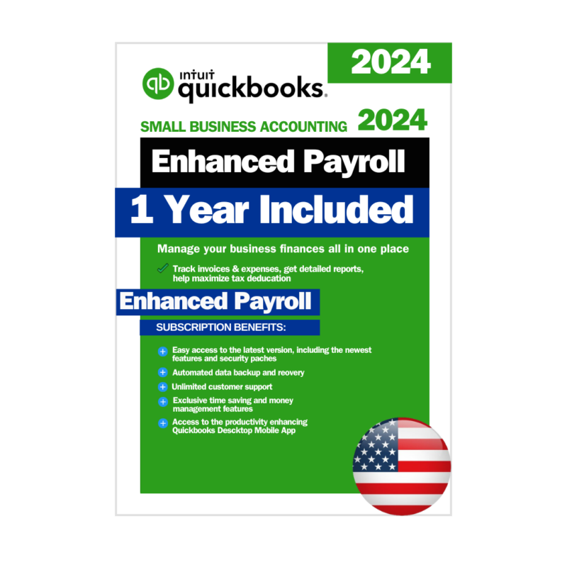 QuickBooks Desktop Enhanced Payroll 1 User 1 Year USA Version Online