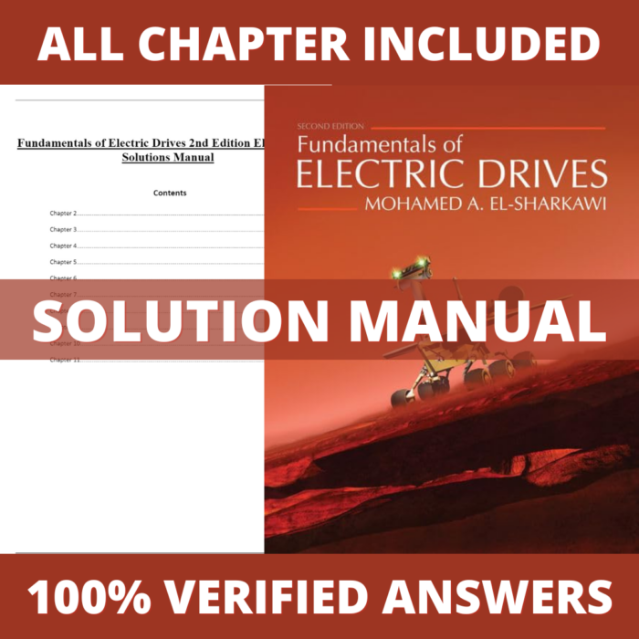 Solution Manual for Fundamentals of Electric Drives 2nd Edition (El-Sharkawi, 2019)