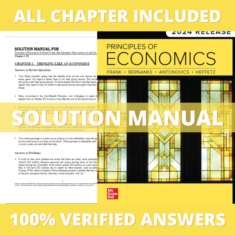 Solution Manual for Principles of Economics 8th Edition (Frank, 2022)