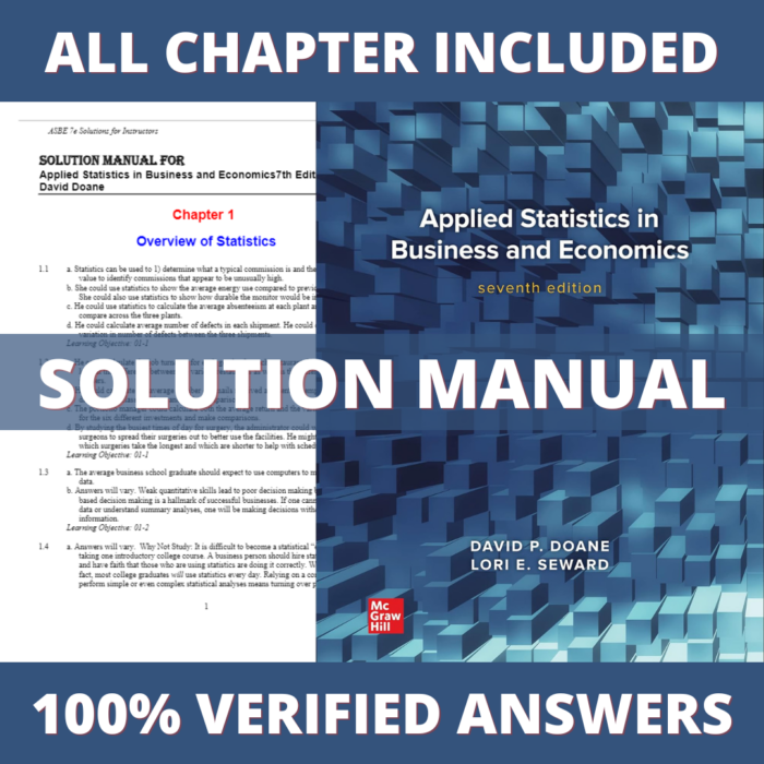 Solution Manual for Applied Statistics in Business and Economics 7th Edition (Doane, 2022)