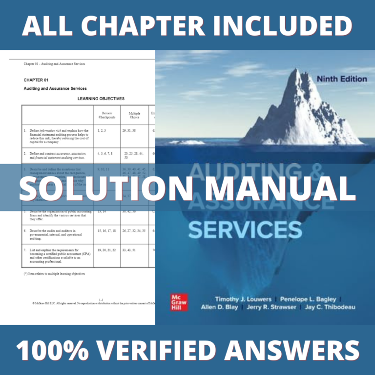 Solution Manual for Auditing & Assurance Services 9th Edition (Louwers, 2024)