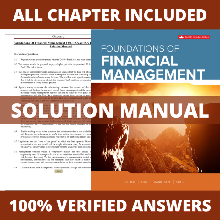 Solution Manual for Foundations Of Financial Management 12th Canadian Edition (Short, 2021)