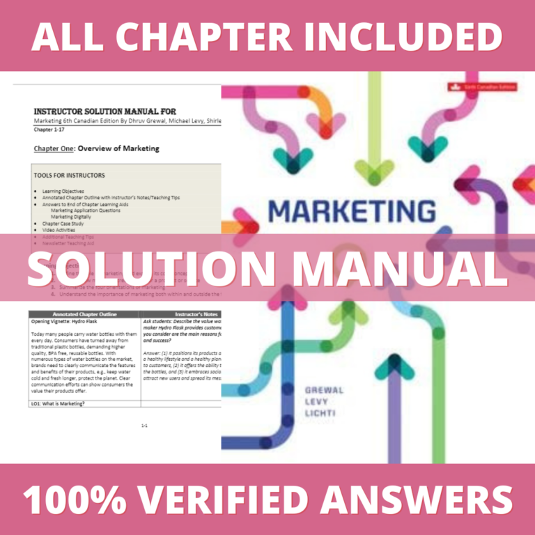 Solution Manual for Marketing 6th Canadian Edition (Grewal, 2023)