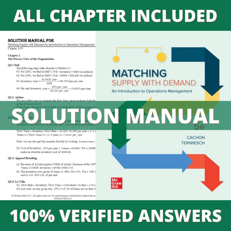 Solution Manual for Matching Supply with Demand An Introduction to Operations Management 5th Edition (Cachon, 2024)