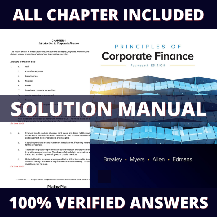 Solution Manual for Principles of Corporate Finance 14th Edition (Brealey, 2023)