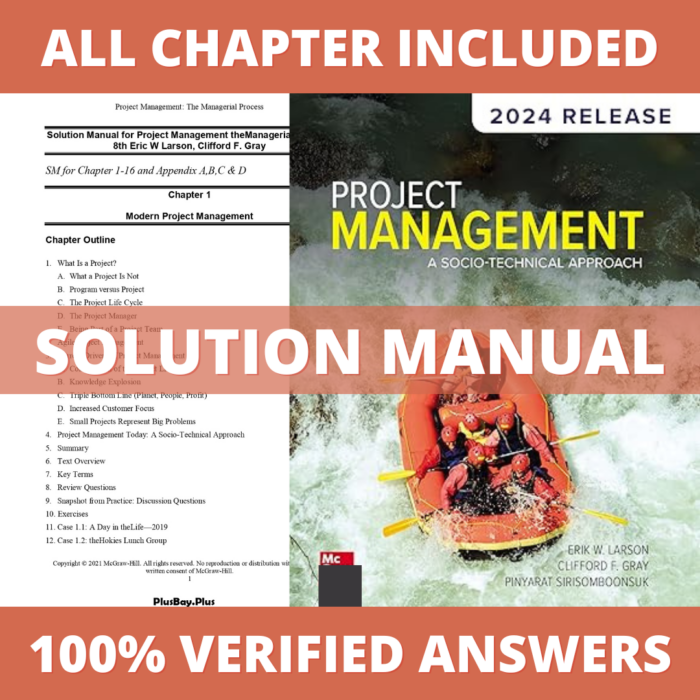 Solution Manual for Project Management The Managerial Process 8th Edition (Larson, 2021)