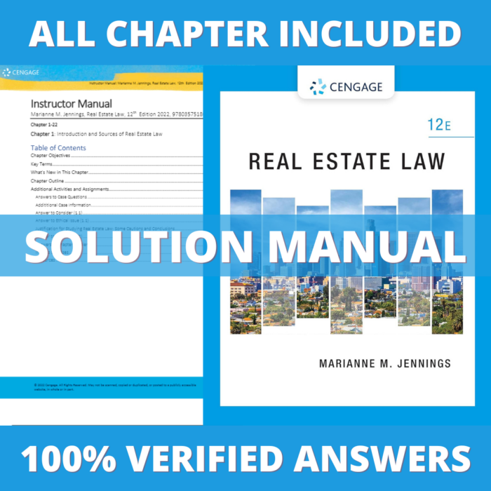 Solution Manual for Real Estate Law 12th Edition (Sawyers, 2021)