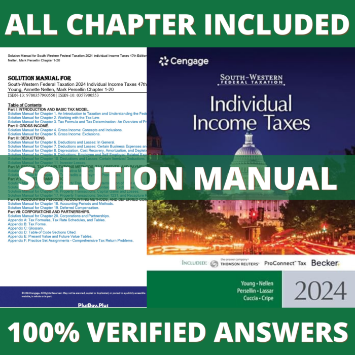 Solution Manual for South-Western Federal Taxation 2024 Individual Income Taxes 47th Edition (Young, 2023)