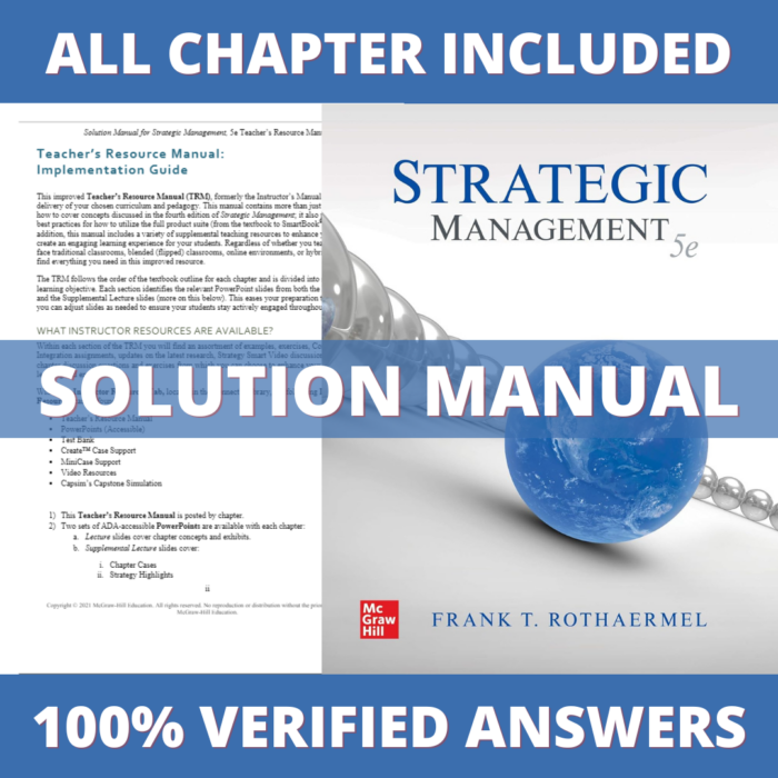 Solution Manual for Strategic Management 5th Edition (Rothaermel, 2021)