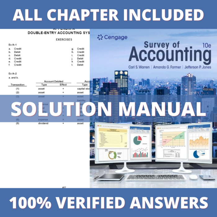 Solution Manual for Survey of Accounting 10th Edition (Warren, 2024)