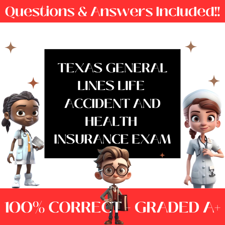 TEXAS General Lines Life Accident And Health Insurance Exam