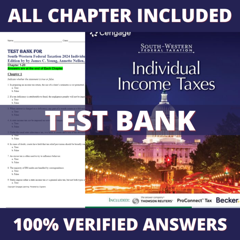 Test Bank for South-Western Federal Taxation 2024 Individual Income Taxes 47th Edition (Young, 2023)