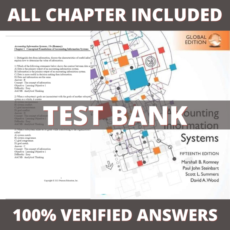 Test Bank for Accounting Information Systems 15th Edition (Romney, 2020)